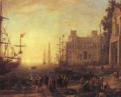 克劳德 洛朗 : Port Scene with the Villa Medici